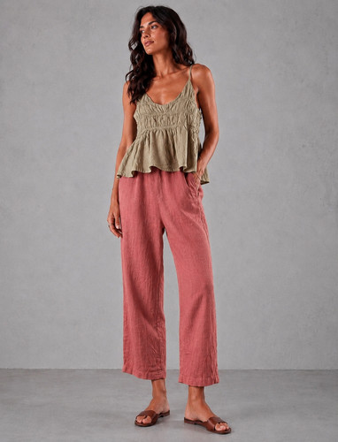 Damen leinenhose lachs senf - lachs, &