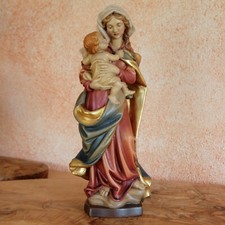 Heiligenfigur Holz Madonna Maria geschnitzt bemalt Südtirol 29,5cm holy Madonna