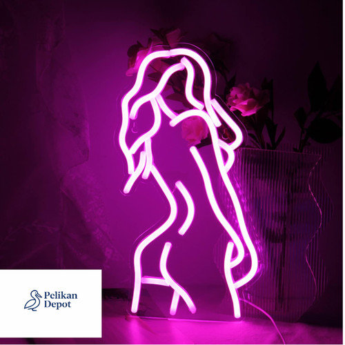 Neon schild frau rücken - neon,