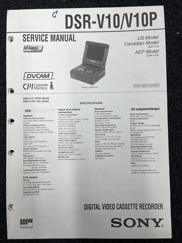 Sony dsr v10p - dsr-v10p, original