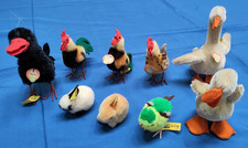 STEIFF Vögel Sammlung Gänse, Hahn, Hühner sowie Woll-Tiere Hasen, Wellensittich