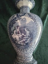 seltene antike Sammler  Vase von Franz Anton Mehlem Blaumalerei  22 cm