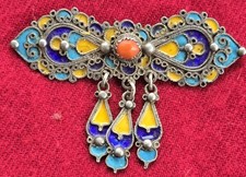 Antiker Emaille Berberschmuck: Brosche, Berbersilber