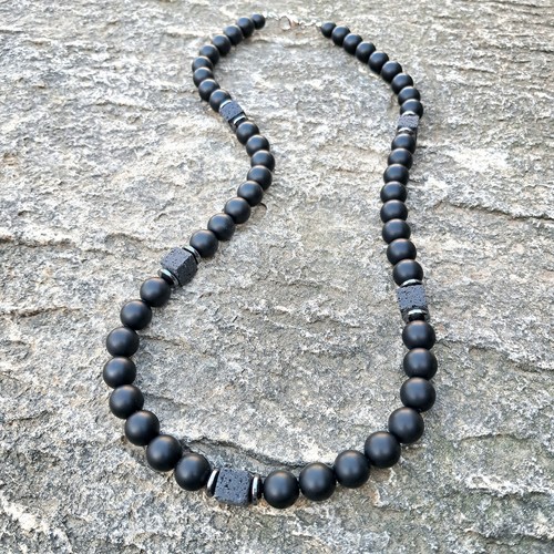 Perlenkette schwarz onyx - perlenkette,