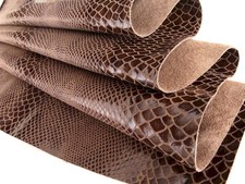 Lederhaut SCHLANGE BRAUN 110x45 1,2mm Rindleder Dickleder Kuhfell Mittelalter