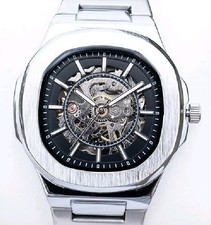 Hochwertige Automatikuhr von Jo Malone 40mm Silber Schwarz Skelett