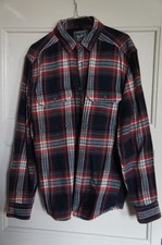 Woolrich Orig. Vintage kariertes rot blau Herren Trucker  Hemd Gr. S Made India