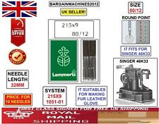 NÄHMASCHINENNADEL FELL LEDER HANDSCHUH GR:215X9 R GR=80/12 SINGER 46K33