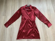 Kleid in Satinoptik, bordeaux,  Gr 34, Neu ohne Etikett