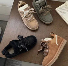 Weihnachtsgeschenke Winter Lowmel Wildleder-Schaffell-Sneaker Warme Schuhe NEU