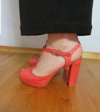 Il Laccio Italy Plateau Peeptoe Pumps Blockheel Coral Red Size EU 36/37 NEW!