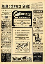 Schweizer Seide u.Käse Continental-Reifen Fussbekleiung Histor.Werbeanzeigen1901