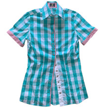 Fior da Liso Bluse Kurzarm kariert neuwertig Damenbluse Gr. XXS 32