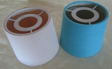 2 Lampenschirme blau und weiß, textil, Stil ikea-like