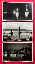 3 x Foto AK LINDAU am Bodensee um 1935 Nachtaufnahmen vom Hafen   ( 116981