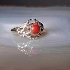 Ring Silber 835  Koralle rot