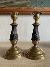 Paar antike Messing Kerzenleuchter Kandelaber Empire Jugendstil 21cm hoch 