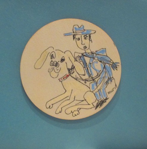 Hund auf blau - , signierte
