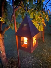  Edelrost  Vogelhaus Windlicht Futter Haus eckig Laterne Gartendekoration rost  