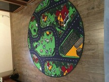 kinderteppich rund, Motiv Bauernhof grün, rund, 1,60m Durchmesser unbenutzt