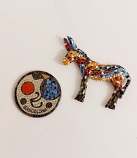 2x Kühlschrankmagnet BARCELONA Reisen Souvenir Esel Plakette rund