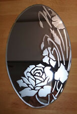 Spiegel Dekospiegel oval rahmenlos mit Rose