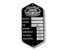 Jawa 360 Typenschild 197x