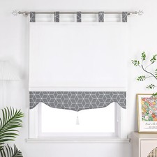 Raffrollo mit Schlaufen Raffgardinen Gitter Küche Gardine Schlaufenrollo Modern