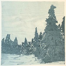 Farbholzschnitt "Verschneiter