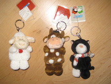 NICI 3 mal Schaf Kuh Katze Schlüsselanhänger  Beanies ca.  9 cm lang unbenutzt