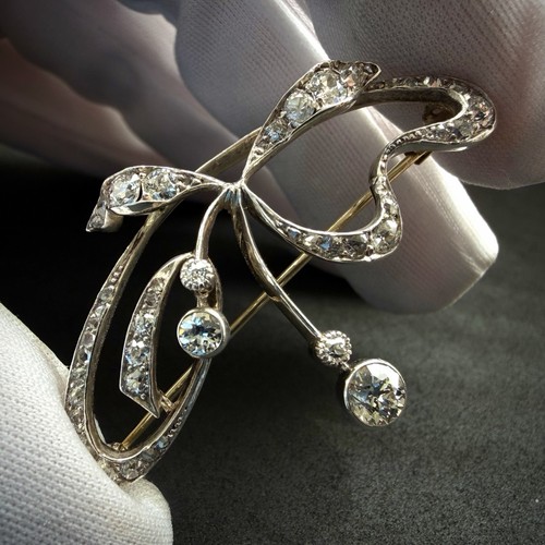Jugendstil brosche 580 gold - brosche,