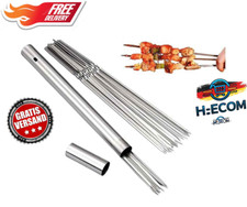 40x Edelstahl Grillspieße – 13,5" Flachspieße mit Metallrohr, wiederverwendbar