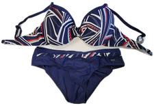 Naturana Frauen Bademode Damen Bikini Bügel marine-weiss-rot Cup F Gr. 36 - 46