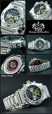 Schwere Herrenuhr Chronograph massiv Edelstahl MH-690 Morgan & Headley