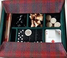 Spiele-Koffer, 6 Spiele, mit faltbarem Spielfeld, komplett, top erhalten!