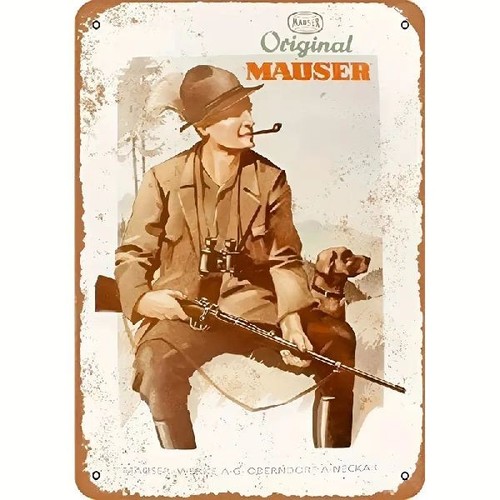 Blechschild jäger mit gewehr - blechschild,
