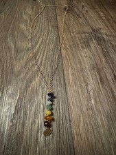 Nr. 126 Modeschmuck Halskette gold mit Chakra-Steinen 25cm Länge