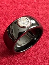 HSE Keramik Ring in Schwarz mit weißem Zirkonia 925er Silber RW 16 Schmuck