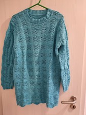 HANDMADE UNIKAT Damen Pullover türkis ca. Gr. 42 SUPER schön! selbst gestrickt