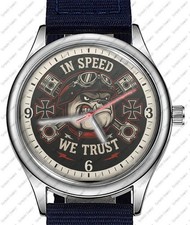 Bulldog Biker Thema IN Speed We Vertrauen Trendy 38mm Gesicht Armbanduhr