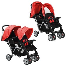Tandem-Kinderwagen Stahl Rot