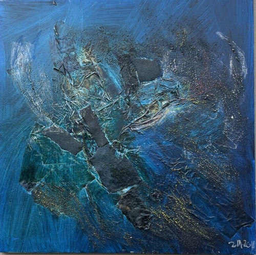80x80cm ölbild gespachtelt - 80x80cm,