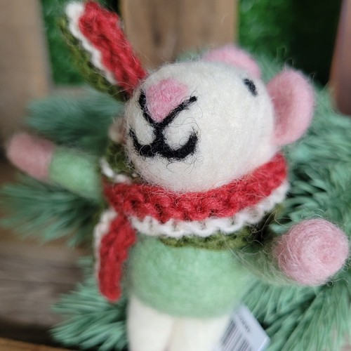 Maus rosa grün - rosa, wolle