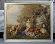 großer Gobelin gerahmt - Barocke Parkszene - ca. 116 x 96 cm. - ca. 7,8 Kg. /H