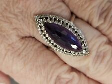 WOW Statement Ring ca 54 Weißgold 585 großer Lila Stein & viele weiße...