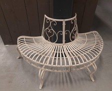 Gartenbank Eisen /Metall halbrund weiß, Shabby Chic, Landhaus, Bank für Baum