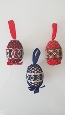 3 Ostereier mit Perlen, hängend, sehr dekorativ, Handarbeit