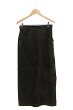 TOFANA Damen Lederrock Gr. 38/M Oliv Elegant Maxirock