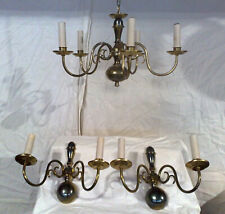 1x Deckenleuchter + 2x Wandleuchter, Jugendstil, Landhaus, Gothic, Messing, Kron