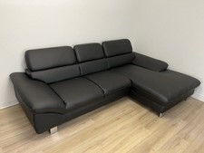 Ecksofa L-Form Kunstleder Schwarz Wohnlandschaft - Kopfteilverstellung